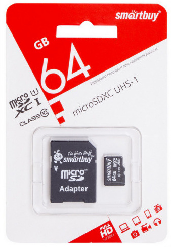 MicroSD SmartBuy LE (Class 10) 64 GB + адаптер