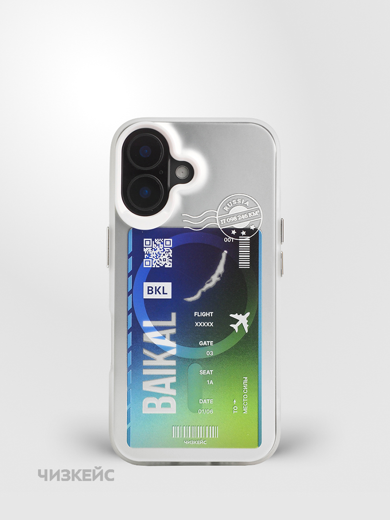 Чехол Чизкейс MagSafe iPhone 16 Рейс Байкал белый