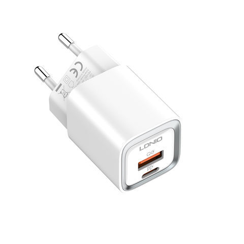 СЗУ-USB LDNIO A2318C (USB-A + USB-C, QC3.0, 20W) + кабель Type-C/Lightning белый