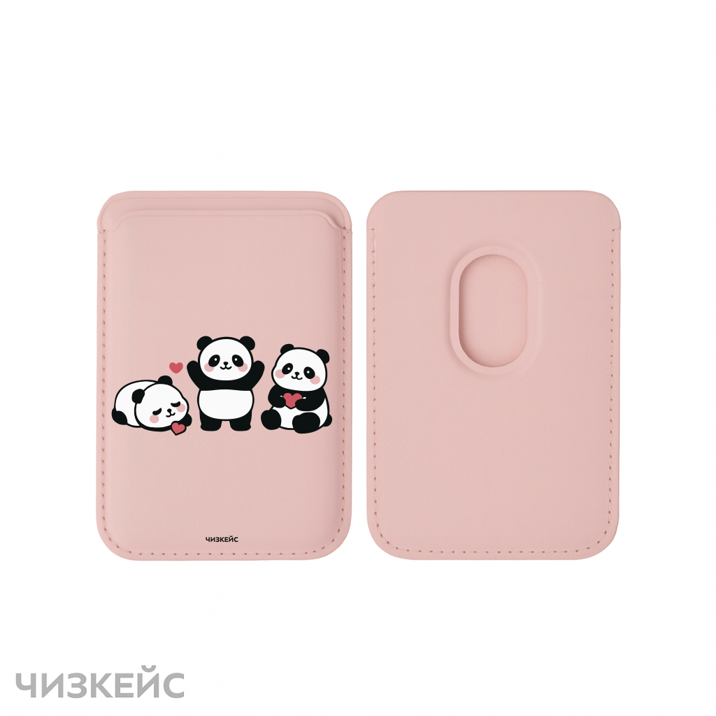 Картхолдер Чизкейс Magsafe Leather Wallet Панда розовый