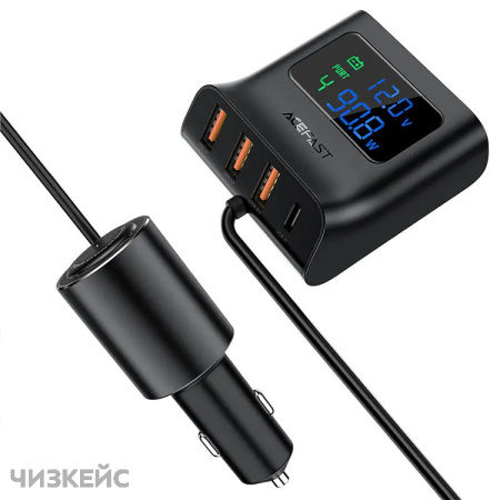 АЗУ-USB AceFast B8 (3USB-A, 1USB-C, 3.0A, QC3.0, PD 90W) черный
