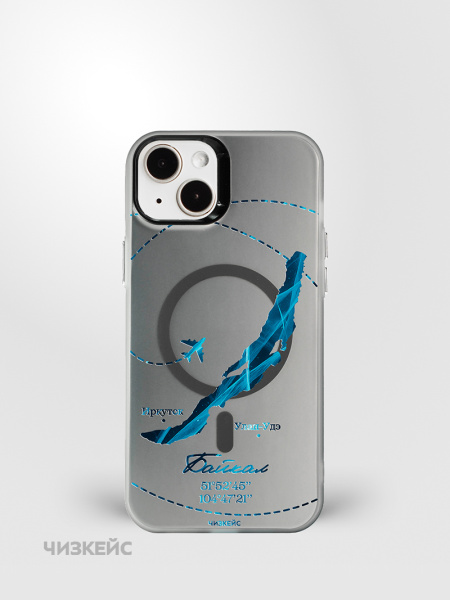 Чехол Чизкейс MagSafe iPhone 13/iPhone 14 Байкал навсегда черный