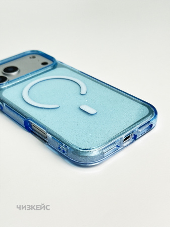 Чехол Звездопад iPhone 17 Pro/18 Pro MagSafe голубой