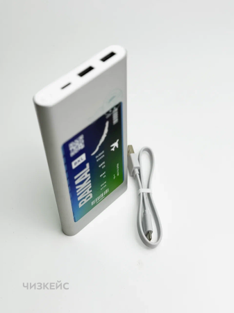 Внешний аккумулятор Чизкейс Mi Power Рейс Байкал 10000mAh (2USB + 1USB-C, 2.1A, PD 22.5W) серебро