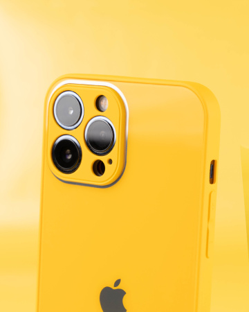 Чехол- накладка Glass MonoColor iPhone 13 Pro Max желтый