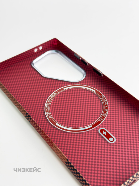 Чехол Luxo Life+ Carbon Magsafe Samsung S24 Ultra оранж