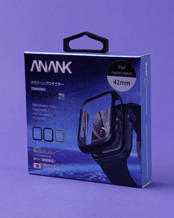 Защитное стекло ANANK 3D Apple watch 42 мм + кейс черный