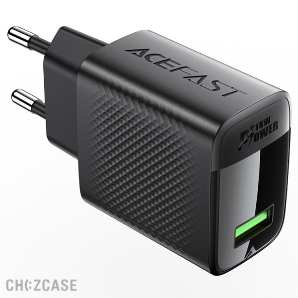 СЗУ AceFast A90 (1USB-A, 3.0A, QC3.0, PD 18W) черный