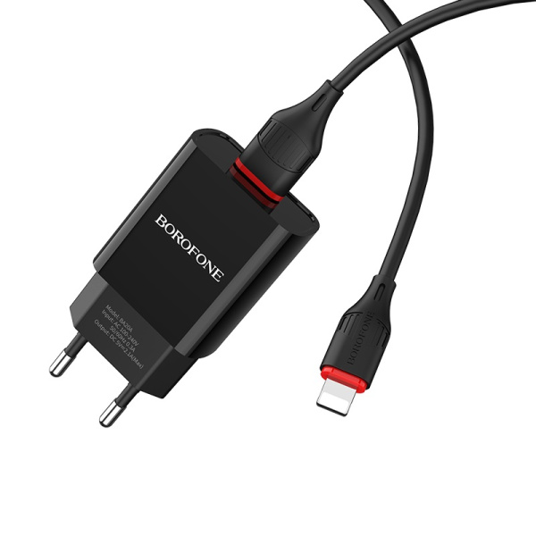 СЗУ BOROFONE BA20A 1USB 2.1A + кабель Apple Lightning черный