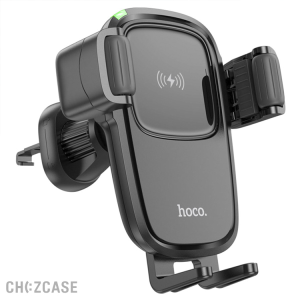 Автодержатель + АЗУ HOCO HW1 Pro (дефлектор, зажим, 15W) черный