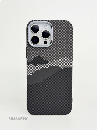Чехол Luxo Life+ Carbon Magsafe iPhone 16 Pro горы черный