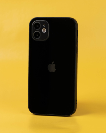 Чехол- накладка Glass MonoColor iPhone 12 черный
