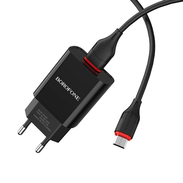 СЗУ BOROFONE BA20A 1USB 2.1A + кабель Micro USB черный