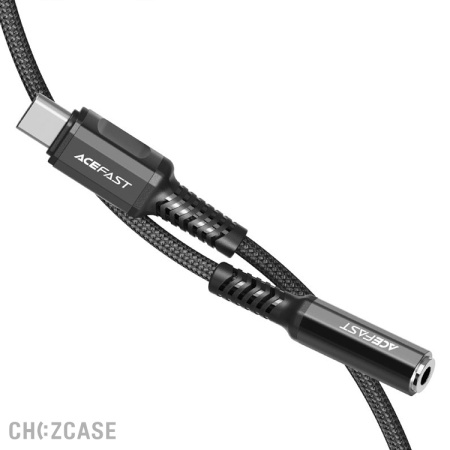 Переходник AceFast  C1-07 AUX 3.5 мм - Type-C 0.18 м черный
