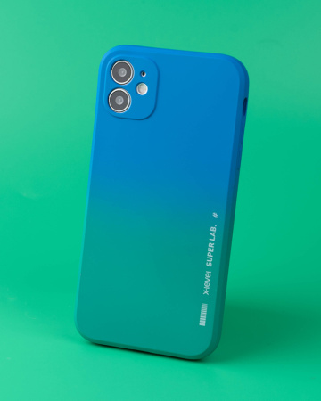 Чехол- накладка X-LEVEL Rainbow iPhone 13 сине-зеленый