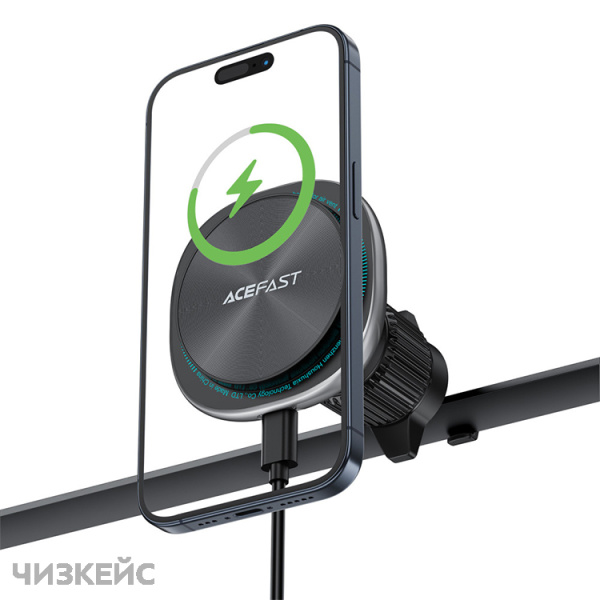 Автодержатель + АЗУ AceFast D41 (дефлектор, Magsafe, 15W) черный