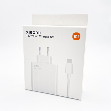 СЗУ Xiaomi Mi (120W, USB-A) + кабель Type-C белый