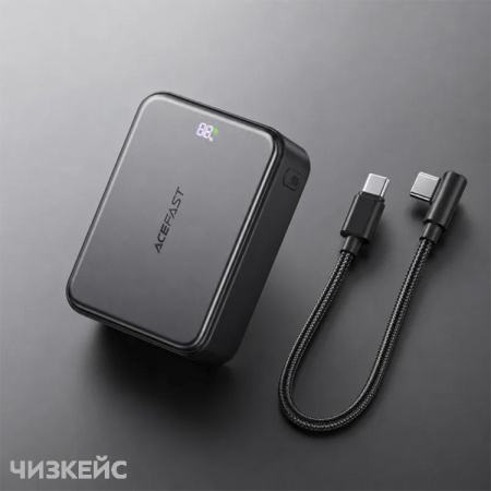 Внешний аккумулятор AceFast M28 10000 mAh (1USB-A, 2USB-C, LED, PD 22.5W) черный