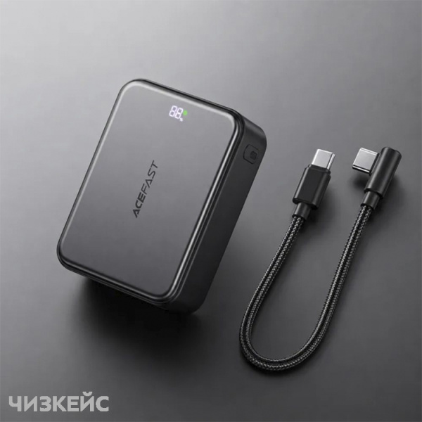 Внешний аккумулятор AceFast M28 10000 mAh (1USB-A, 2USB-C, LED, PD 22.5W) черный
