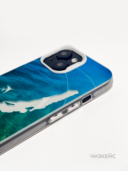 Чехол Чизкейс MagSafe iPhone 15 Байкал лето белый