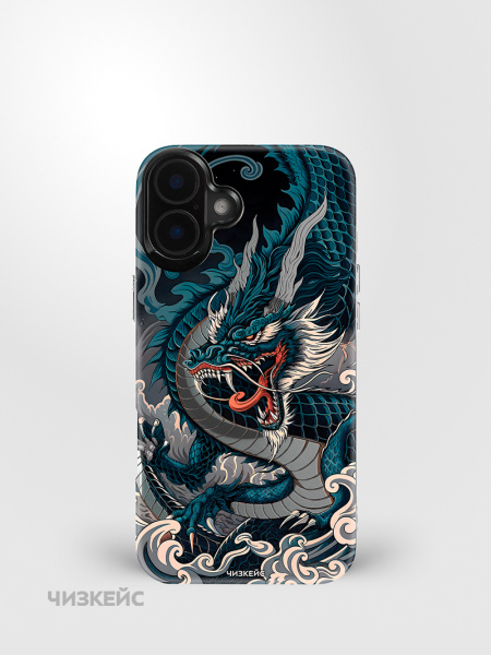 Чехол Чизкейс MagSafe iPhone 16 Небесный дракон белый