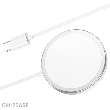 Беспроводное зарядное устройство HOCO CW30 (3A, 15W, MagSafe) серебро