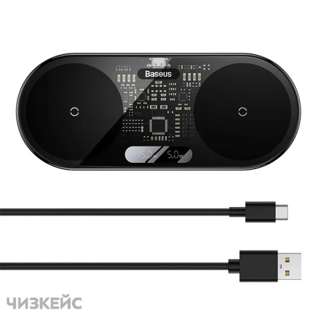 Беспроводное зарядное устройство Baseus Digital Led Display  (3A, 15W) черный