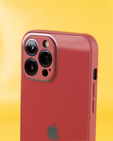 Чехол- накладка Glass MonoColor iPhone 13 красный