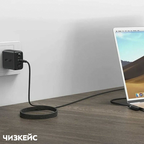 USB-кабель AceFast C5-03 Type-C/Type-C (100W, угловой) 1 м черный