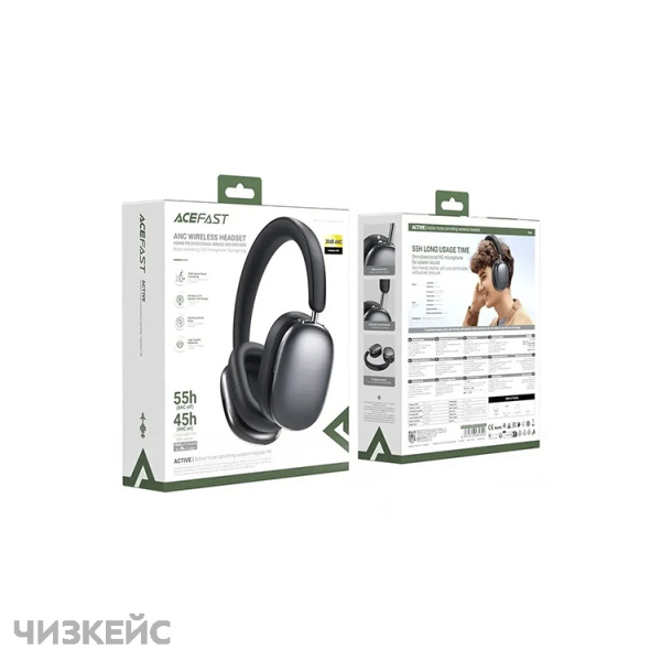 Наушники беспроводные AceFast H9 ANC (Bluetooth 5.4) полноразмерные серый
