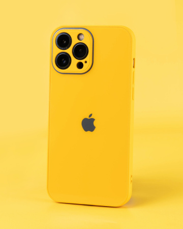 Чехол- накладка Glass MonoColor iPhone 13 Pro желтый