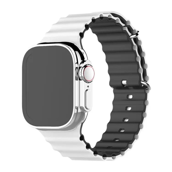 Ремешок Ocean Band Apple Watch 42/44/45/49 мм белый/черный