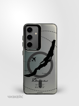 Чехол Чизкейс MagSafe Samsung S24 Байкал самолет черный