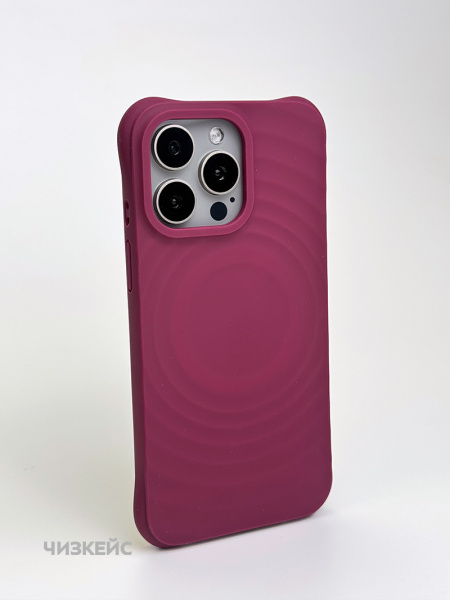 Чехол Волна MagSafe iPhone 15 Pro марсала