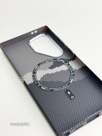 Чехол Luxo Life+ Carbon Magsafe Samsung S25 Ultra горы серый