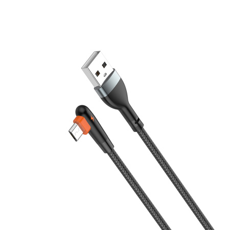 USB-кабель LDNIO LS561 Micro USB (2.4А, угловой) 1 м черный/оранжевый