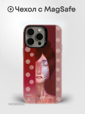 Чехол Чизкейс MagSafe Девушка с тату Дракон белый