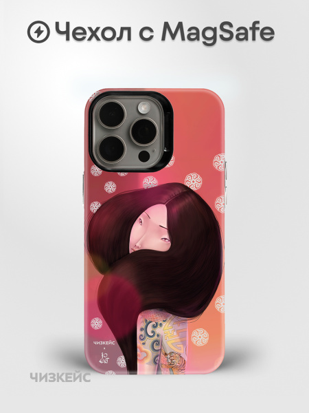 Чехол Чизкейс MagSafe Девушка с тату Тигр белый