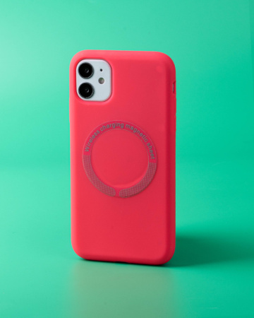 Чехол- накладка Simple Case MagSafe iPhone 11 ярко-розовый