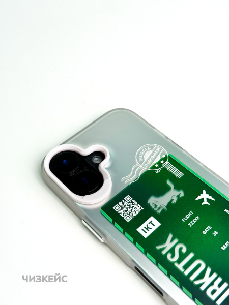 Чехол Чизкейс iPhone 16 Рейс Иркутск белый