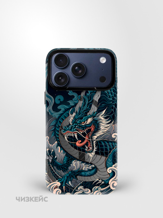Чехол Чизкейс MagSafe iPhone 17 Pro Max Небесный дракон белый