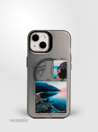 Чехол Чизкейс MagSafe iPhone 13/iPhone 14 Байкал место силы черный