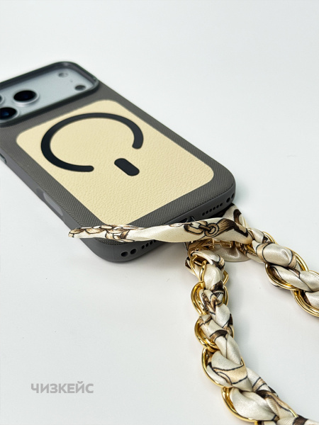 Чехол Ривьера iPhone 16 Pro MagSafe серый