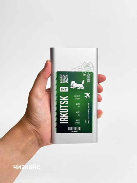 Внешний аккумулятор Чизкейс Mi Power Рейс Иркутск 10000mAh (2USB + 1USB-C, 2.1A, PD 22.5W) серебро