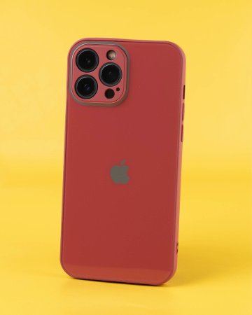 Чехол- накладка Glass MonoColor iPhone 13 Pro Max красный