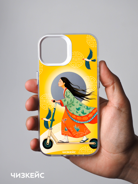Чехол Чизкейс iPhone 11 Самокат Сэсэг белый