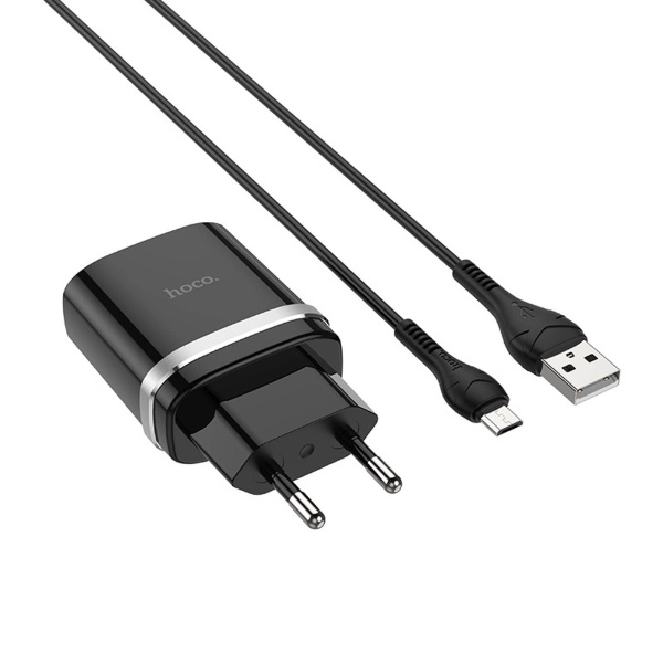 СЗУ HOCO C12Q (1USB, 3A,QC3.0) + кабель Micro USB черный
