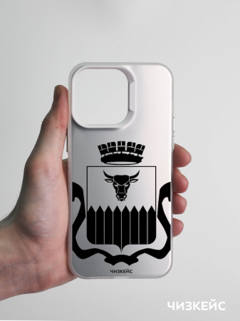 Чехол Чизкейс iPhone 16 Pro Max Герб Чита белый