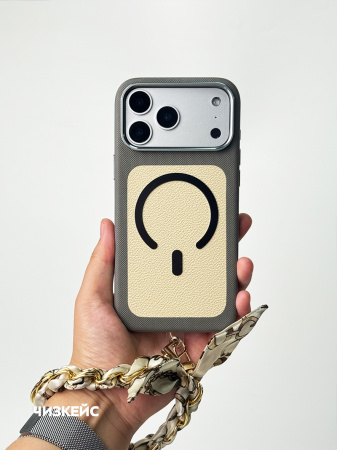 Чехол Ривьера iPhone 16 Pro MagSafe серый