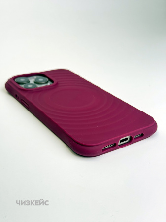 Чехол Волна MagSafe iPhone 15 Pro марсала